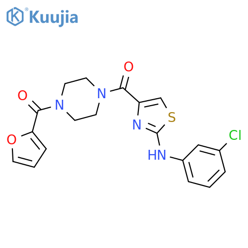 N-(3-chlorophenyl)-4-[4-(furan-2-carbonyl)piperazine-1-carbonyl]-1,3-thiazol-2-amine structure