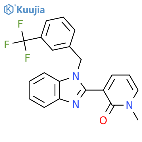 1-methyl-3-(1-{3-(trifluoromethyl)phenylmethyl}-1H-1,3-benzodiazol-2-yl)-1,2-dihydropyridin-2-one structure