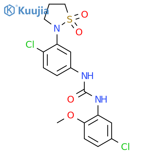 1-(5-chloro-2-methoxyphenyl)-3-4-chloro-3-(1,1-dioxo-1lambda6,2-thiazolidin-2-yl)phenylurea structure
