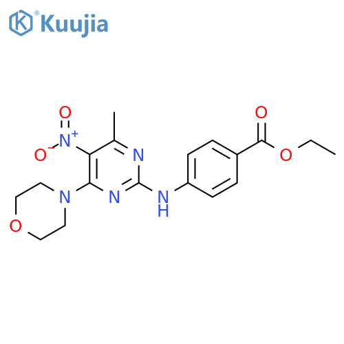 ethyl 4-{4-methyl-6-(morpholin-4-yl)-5-nitropyrimidin-2-ylamino}benzoate structure