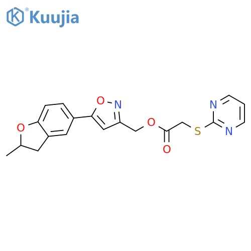 5-(2-methyl-2,3-dihydro-1-benzofuran-5-yl)-1,2-oxazol-3-ylmethyl 2-(pyrimidin-2-ylsulfanyl)acetate structure