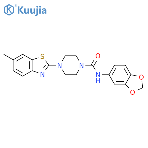 N-(2H-1,3-benzodioxol-5-yl)-4-(6-methyl-1,3-benzothiazol-2-yl)piperazine-1-carboxamide structure