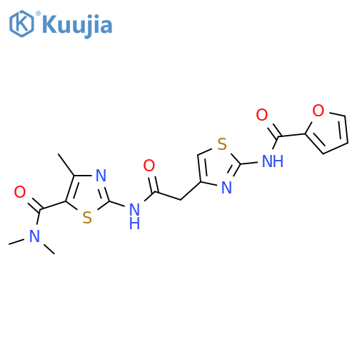 2-{2-2-(furan-2-amido)-1,3-thiazol-4-ylacetamido}-N,N,4-trimethyl-1,3-thiazole-5-carboxamide structure