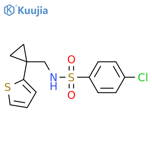 4-chloro-N-{1-(thiophen-2-yl)cyclopropylmethyl}benzene-1-sulfonamide structure