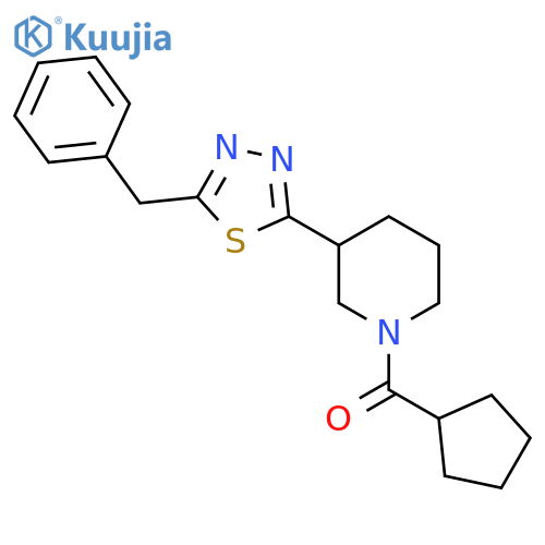 3-(5-benzyl-1,3,4-thiadiazol-2-yl)-1-cyclopentanecarbonylpiperidine structure