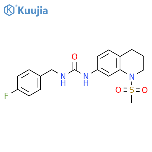 1-(4-fluorophenyl)methyl-3-(1-methanesulfonyl-1,2,3,4-tetrahydroquinolin-7-yl)urea structure