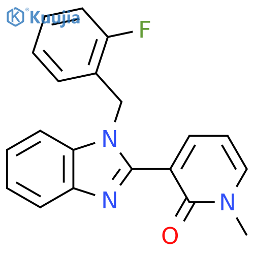 3-{1-(2-fluorophenyl)methyl-1H-1,3-benzodiazol-2-yl}-1-methyl-1,2-dihydropyridin-2-one structure