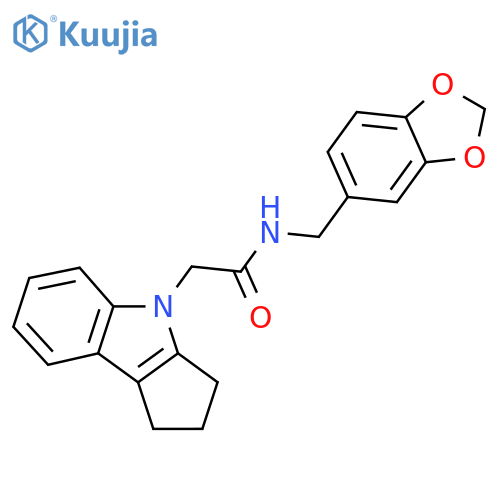 N-(2H-1,3-benzodioxol-5-yl)methyl-2-{1H,2H,3H,4H-cyclopentabindol-4-yl}acetamide structure