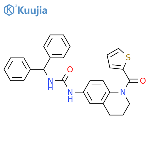 1-(diphenylmethyl)-3-1-(thiophene-2-carbonyl)-1,2,3,4-tetrahydroquinolin-6-ylurea structure