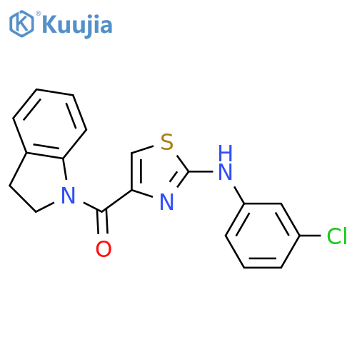 N-(3-chlorophenyl)-4-(2,3-dihydro-1H-indole-1-carbonyl)-1,3-thiazol-2-amine structure
