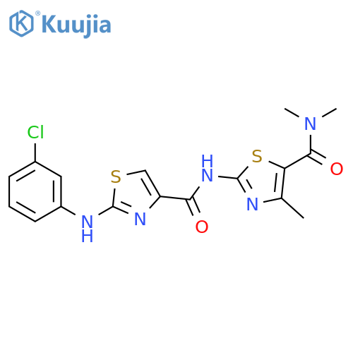 2-{2-(3-chlorophenyl)amino-1,3-thiazole-4-amido}-N,N,4-trimethyl-1,3-thiazole-5-carboxamide structure