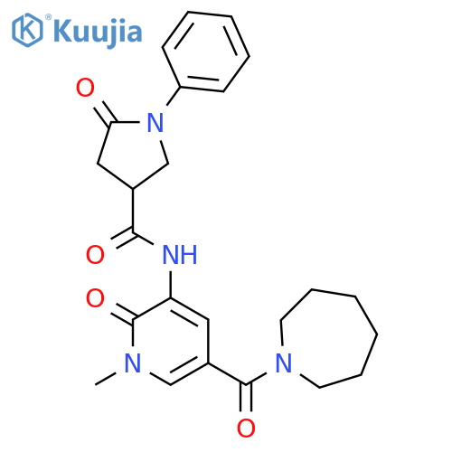 N-[5-(azepane-1-carbonyl)-1-methyl-2-oxopyridin-3-yl]-5-oxo-1-phenylpyrrolidine-3-carboxamide structure