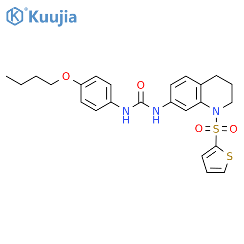 1-(4-butoxyphenyl)-3-1-(thiophene-2-sulfonyl)-1,2,3,4-tetrahydroquinolin-7-ylurea structure