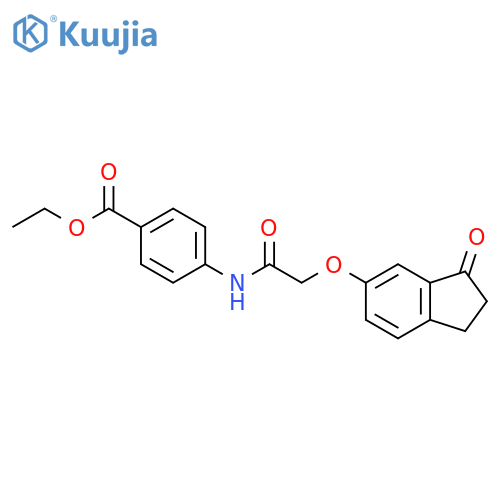 ethyl 4-{2-(3-oxo-2,3-dihydro-1H-inden-5-yl)oxyacetamido}benzoate structure