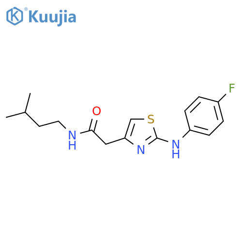 2-{2-(4-fluorophenyl)amino-1,3-thiazol-4-yl}-N-(3-methylbutyl)acetamide structure