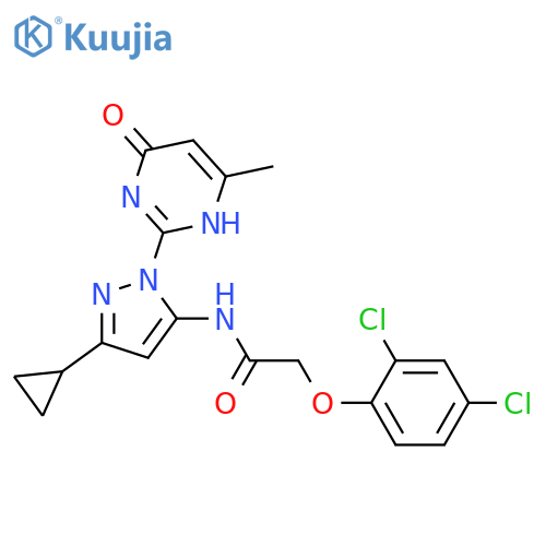 N-3-cyclopropyl-1-(4-methyl-6-oxo-1,6-dihydropyrimidin-2-yl)-1H-pyrazol-5-yl-2-(2,4-dichlorophenoxy)acetamide structure
