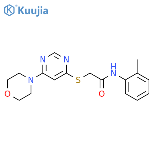N-(2-methylphenyl)-2-{[6-(morpholin-4-yl)pyrimidin-4-yl]sulfanyl}acetamide structure