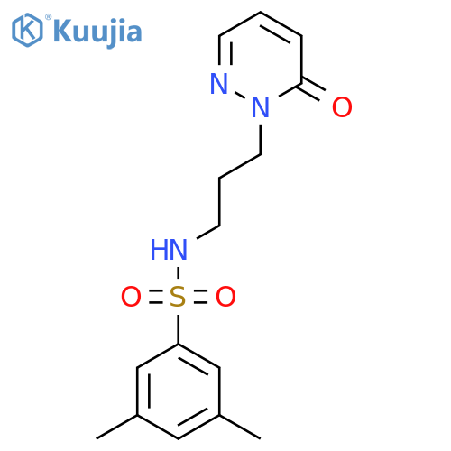 3,5-dimethyl-N-3-(6-oxo-1,6-dihydropyridazin-1-yl)propylbenzene-1-sulfonamide structure
