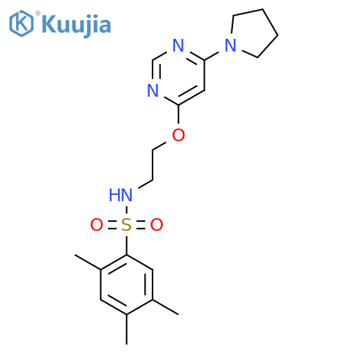 2,4,5-trimethyl-N-(2-{6-(pyrrolidin-1-yl)pyrimidin-4-yloxy}ethyl)benzene-1-sulfonamide structure