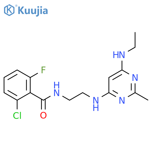 2-chloro-N-(2-{[6-(ethylamino)-2-methylpyrimidin-4-yl]amino}ethyl)-6-fluorobenzamide structure
