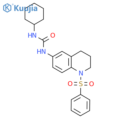 3-1-(benzenesulfonyl)-1,2,3,4-tetrahydroquinolin-6-yl-1-cyclohexylurea structure