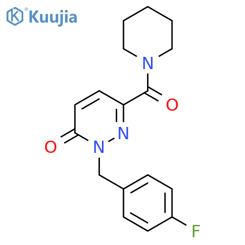 2-(4-fluorophenyl)methyl-6-(piperidine-1-carbonyl)-2,3-dihydropyridazin-3-one structure