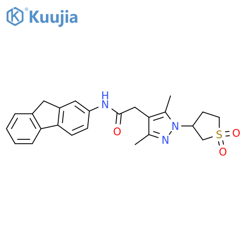 2-[1-(1,1-dioxo-1lambda6-thiolan-3-yl)-3,5-dimethyl-1H-pyrazol-4-yl]-N-(9H-fluoren-2-yl)acetamide structure