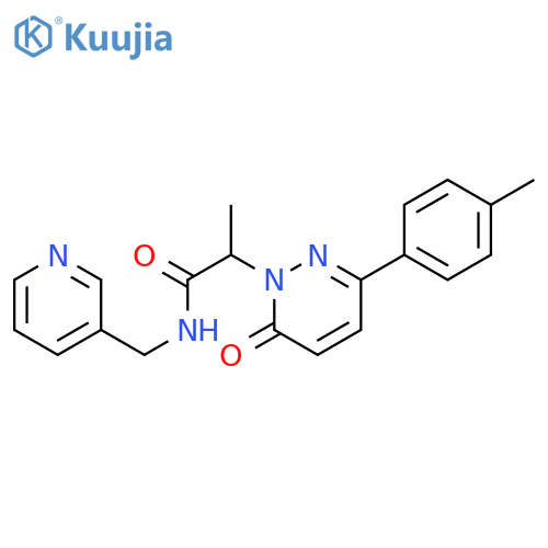 2-[3-(4-methylphenyl)-6-oxo-1,6-dihydropyridazin-1-yl]-N-[(pyridin-3-yl)methyl]propanamide structure