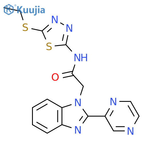 N-5-(ethylsulfanyl)-1,3,4-thiadiazol-2-yl-2-2-(pyrazin-2-yl)-1H-1,3-benzodiazol-1-ylacetamide structure