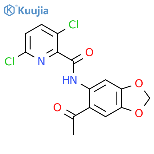 N-(6-acetyl-1,3-dioxaindan-5-yl)-3,6-dichloropyridine-2-carboxamide structure