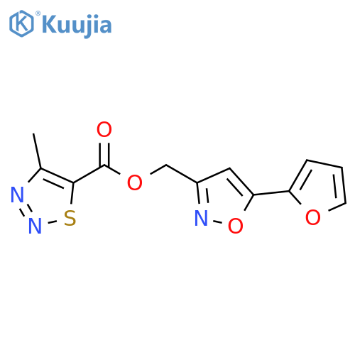 5-(furan-2-yl)-1,2-oxazol-3-ylmethyl 4-methyl-1,2,3-thiadiazole-5-carboxylate structure