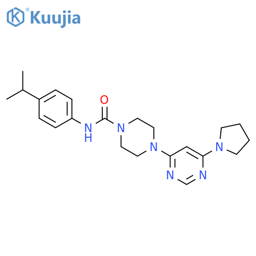N-4-(propan-2-yl)phenyl-4-6-(pyrrolidin-1-yl)pyrimidin-4-ylpiperazine-1-carboxamide structure