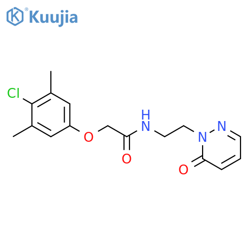 2-(4-chloro-3,5-dimethylphenoxy)-N-2-(6-oxo-1,6-dihydropyridazin-1-yl)ethylacetamide structure