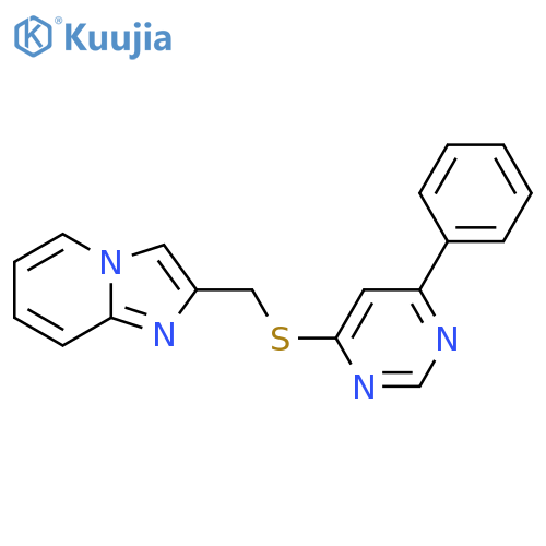 4-({imidazo1,2-apyridin-2-yl}methyl)sulfanyl-6-phenylpyrimidine structure