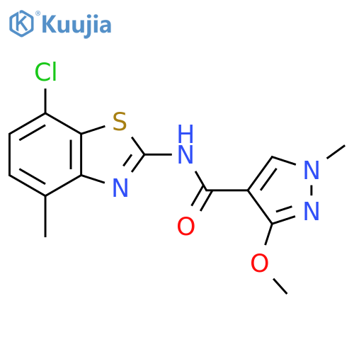 N-(7-chloro-4-methyl-1,3-benzothiazol-2-yl)-3-methoxy-1-methyl-1H-pyrazole-4-carboxamide structure