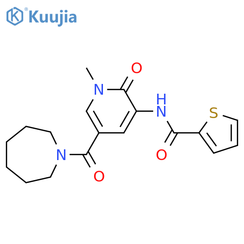 N-[5-(azepane-1-carbonyl)-1-methyl-2-oxo-1,2-dihydropyridin-3-yl]thiophene-2-carboxamide structure