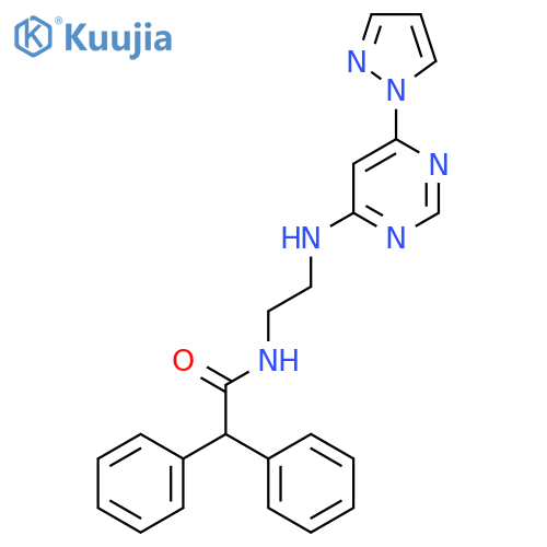 2,2-diphenyl-N-(2-{6-(1H-pyrazol-1-yl)pyrimidin-4-ylamino}ethyl)acetamide structure