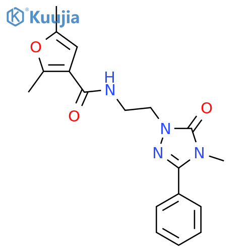 2,5-dimethyl-N-2-(4-methyl-5-oxo-3-phenyl-4,5-dihydro-1H-1,2,4-triazol-1-yl)ethylfuran-3-carboxamide structure