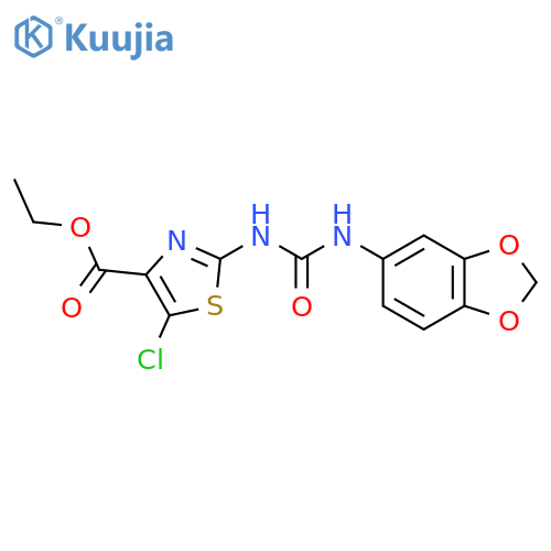 ethyl 2-{(2H-1,3-benzodioxol-5-yl)carbamoylamino}-5-chloro-1,3-thiazole-4-carboxylate structure