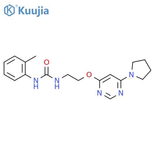 1-(2-methylphenyl)-3-(2-{6-(pyrrolidin-1-yl)pyrimidin-4-yloxy}ethyl)urea structure