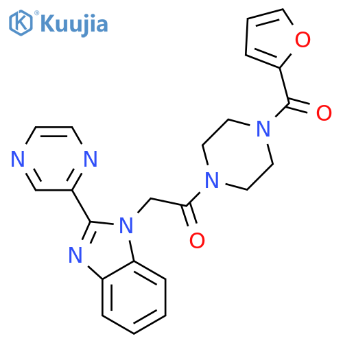 1-[4-(furan-2-carbonyl)piperazin-1-yl]-2-[2-(pyrazin-2-yl)-1H-1,3-benzodiazol-1-yl]ethan-1-one structure