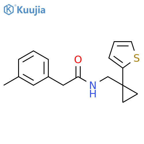 2-(3-methylphenyl)-N-{1-(thiophen-2-yl)cyclopropylmethyl}acetamide structure