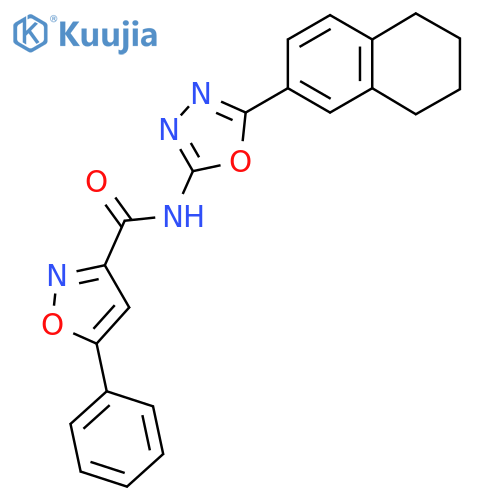 5-phenyl-N-5-(5,6,7,8-tetrahydronaphthalen-2-yl)-1,3,4-oxadiazol-2-yl-1,2-oxazole-3-carboxamide structure
