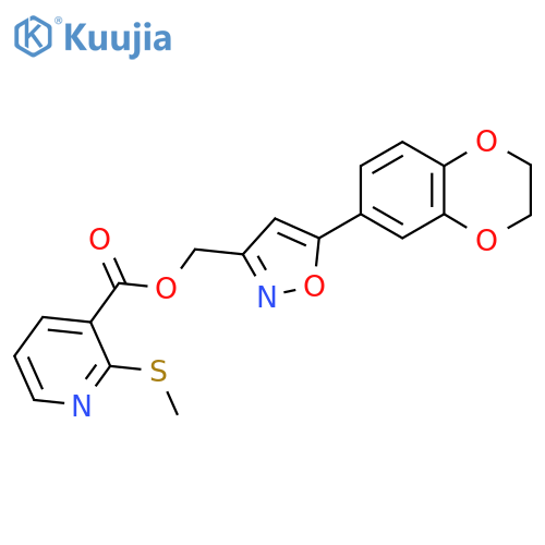 5-(2,3-dihydro-1,4-benzodioxin-6-yl)-1,2-oxazol-3-ylmethyl 2-(methylsulfanyl)pyridine-3-carboxylate structure