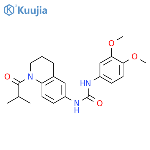 1-(3,4-dimethoxyphenyl)-3-1-(2-methylpropanoyl)-1,2,3,4-tetrahydroquinolin-6-ylurea structure