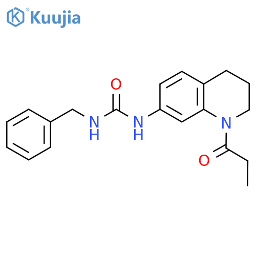 1-benzyl-3-(1-propanoyl-1,2,3,4-tetrahydroquinolin-7-yl)urea structure
