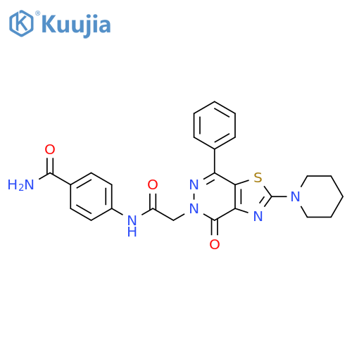 4-{2-[4-oxo-7-phenyl-2-(piperidin-1-yl)-4H,5H-[1,3]thiazolo[4,5-d]pyridazin-5-yl]acetamido}benzamide structure