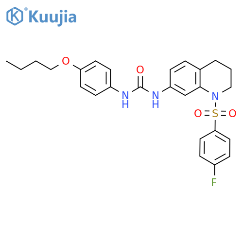 1-(4-butoxyphenyl)-3-1-(4-fluorobenzenesulfonyl)-1,2,3,4-tetrahydroquinolin-7-ylurea structure