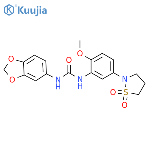 3-(2H-1,3-benzodioxol-5-yl)-1-5-(1,1-dioxo-1lambda6,2-thiazolidin-2-yl)-2-methoxyphenylurea structure