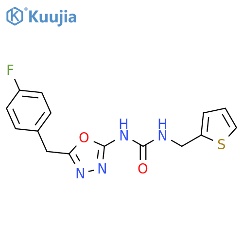 3-{5-(4-fluorophenyl)methyl-1,3,4-oxadiazol-2-yl}-1-(thiophen-2-yl)methylurea structure
